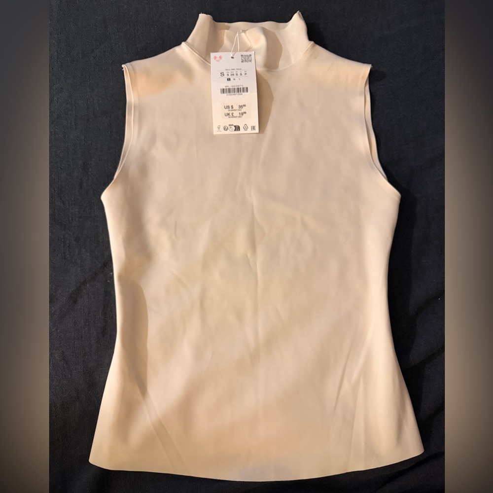 Zara Ivory Polyamide Top